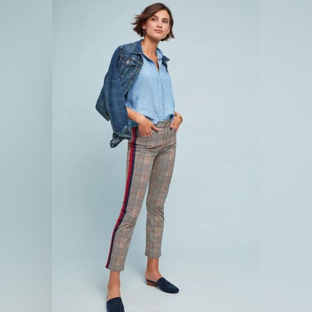 Mother The Insider High Rise Plaid Ankle Jeans Size 26 - Picture 2 of 14